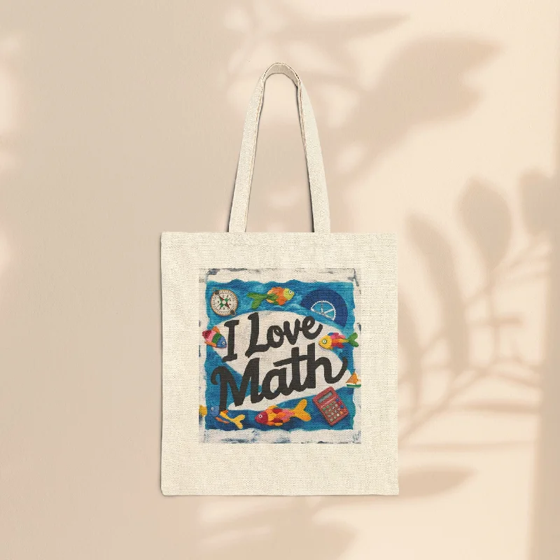 women's tote bag for sophisticated women -Cotton Canvas Tote Bag - I Love Math