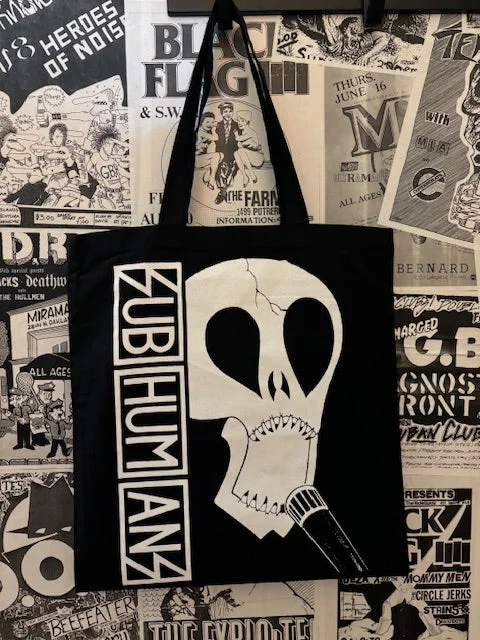 women's tote bag with detailed stitching -Subhumans Skull Tote Bag