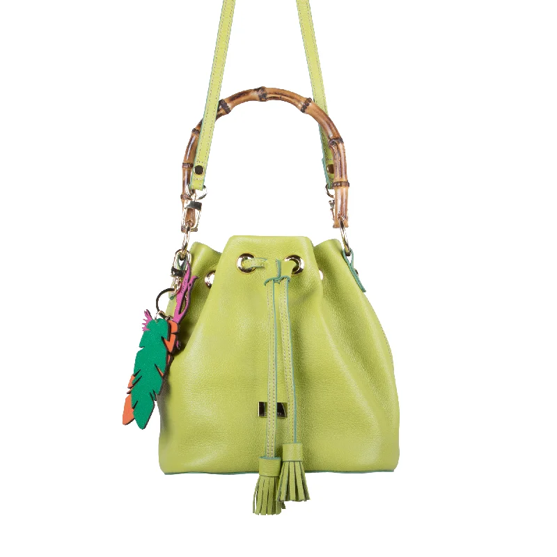 women's bucket bag with modern design -Flamingo Bucket Bamboo bag