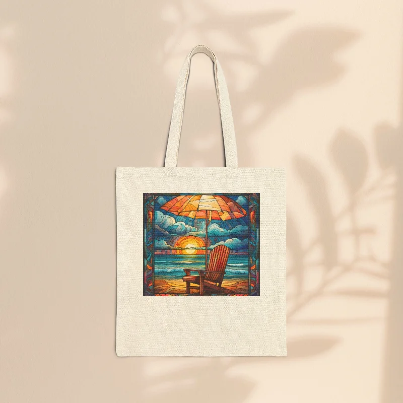 women's tote bag leather -Cotton Canvas Tote Bag - Beach Rest