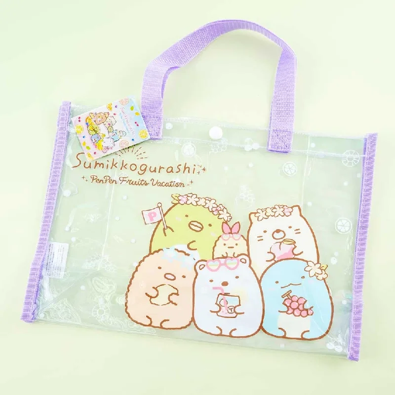 women's tote bag with trendy mixed materials -Sumikko Gurashi Penpen Fruits Tote bag