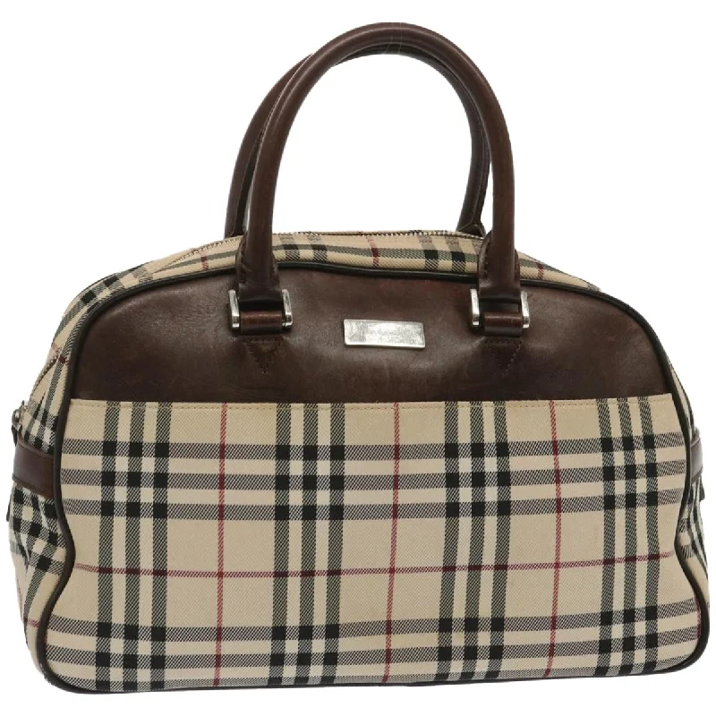 BURBERRY Nova Check Boston Bag Canvas Beige Auth 67063