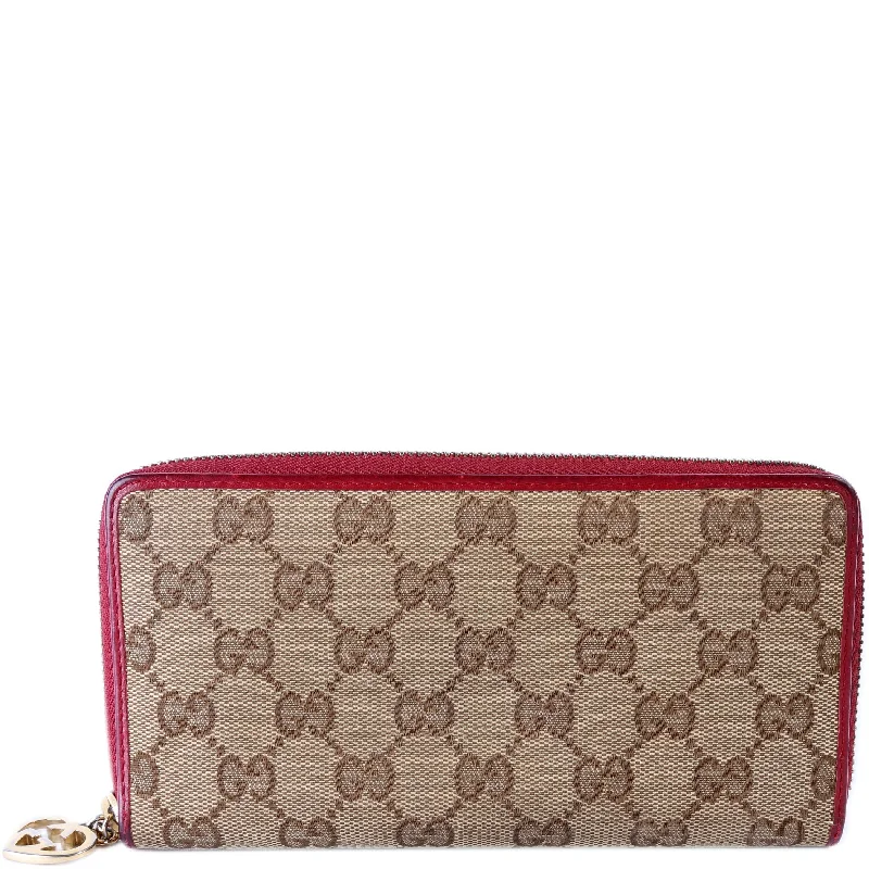 GG Canvas Interlocking G Heart Zip Wallet