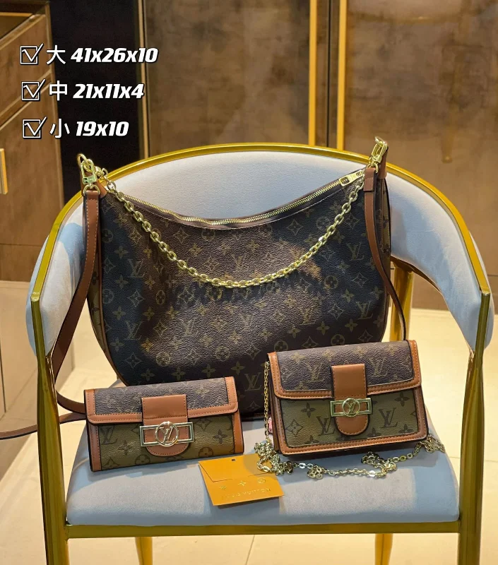 women's dumpling bag with elegant finish -Louis Vuitton  LOOP HOBO Handbag Sets