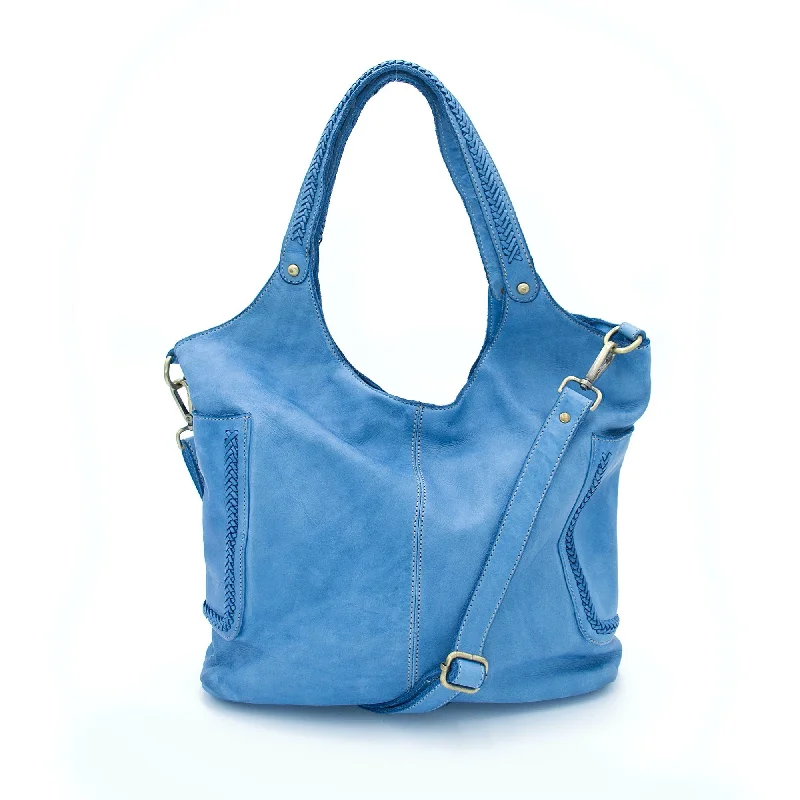 women's tote bag with detailed stitching -Julia Slouchy Tote in Ocean