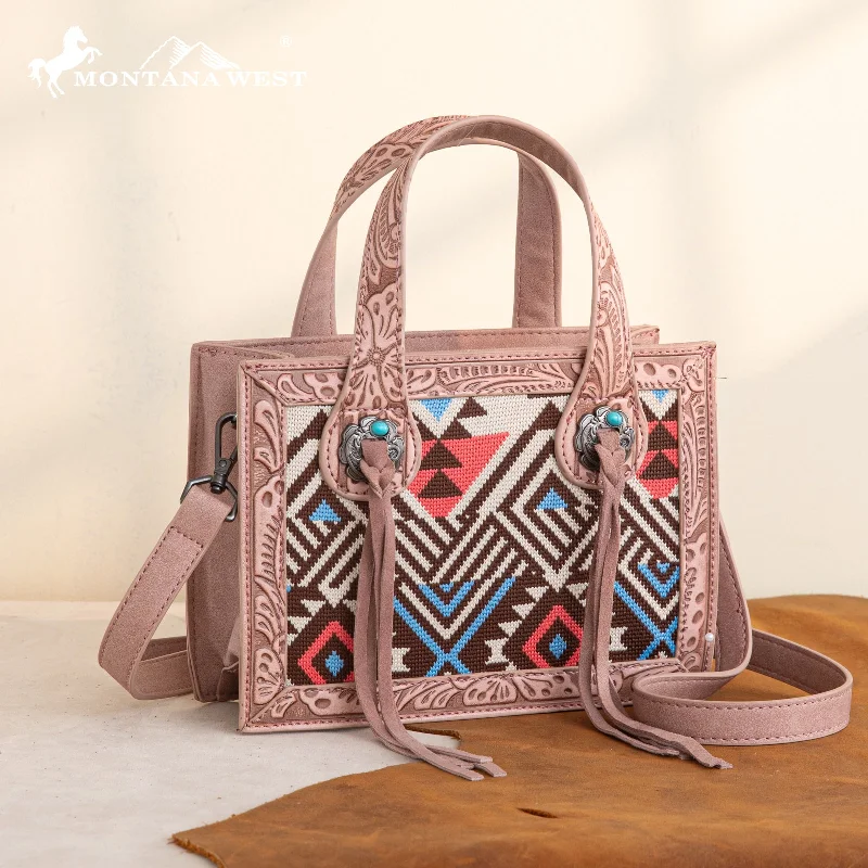 women's handbag with elegant fabric finish -MW1292-8121  Montana West Aztec Tapestry Mini Tote/Crossbody