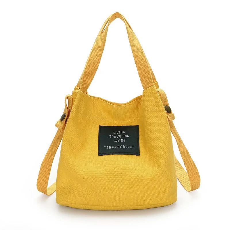 women's bucket bag with eco-friendly leather -Fashion Women's Canvas Handbag Shoulder Bag Tote Purse Cute Travel Bucket bag yellow