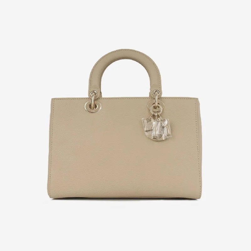 women's handbag with sophisticated leather trim -Dior Dior - Lady D- Sire - Beige Taurillon CGHW - Brand New