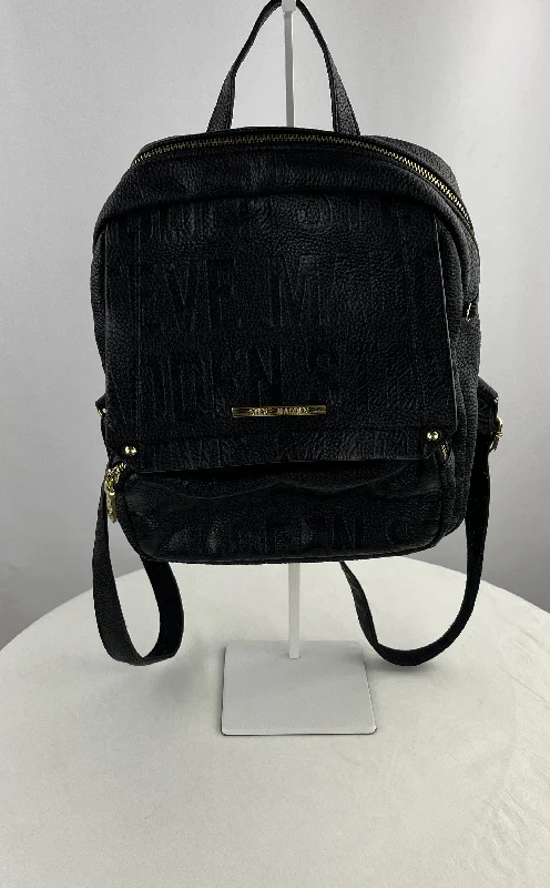 Steve Madden Women's Btampa Logo Black Faux Leather Backpack Bag