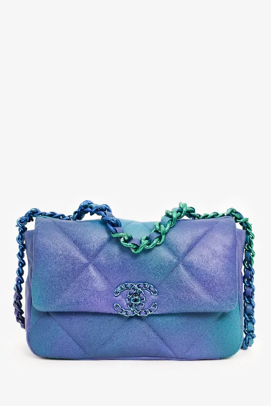 women's handbag with front magnetic clasp -Pre-Loved Chanel™ 21P Blue/Purple Tie Dye Medium 19 Bag