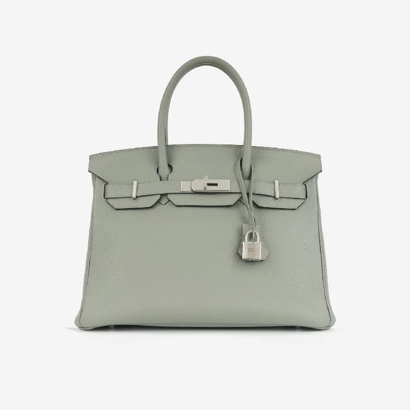 women's handbag with plush leather material -Hermès Hermès - Birkin 30 - Gris Mouette Togo PHW - 2016 - Pre-Loved