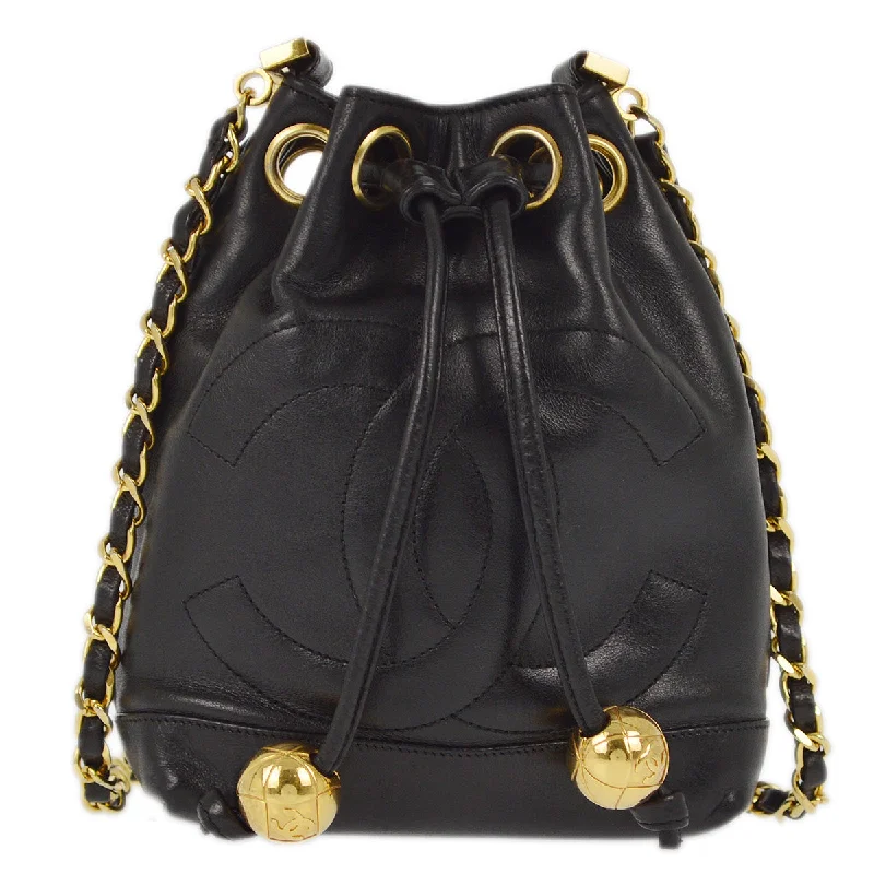 women's bucket bag with elegant finish -Chanel 1994-1996 Black Lambskin Bucket Shoulder Bag