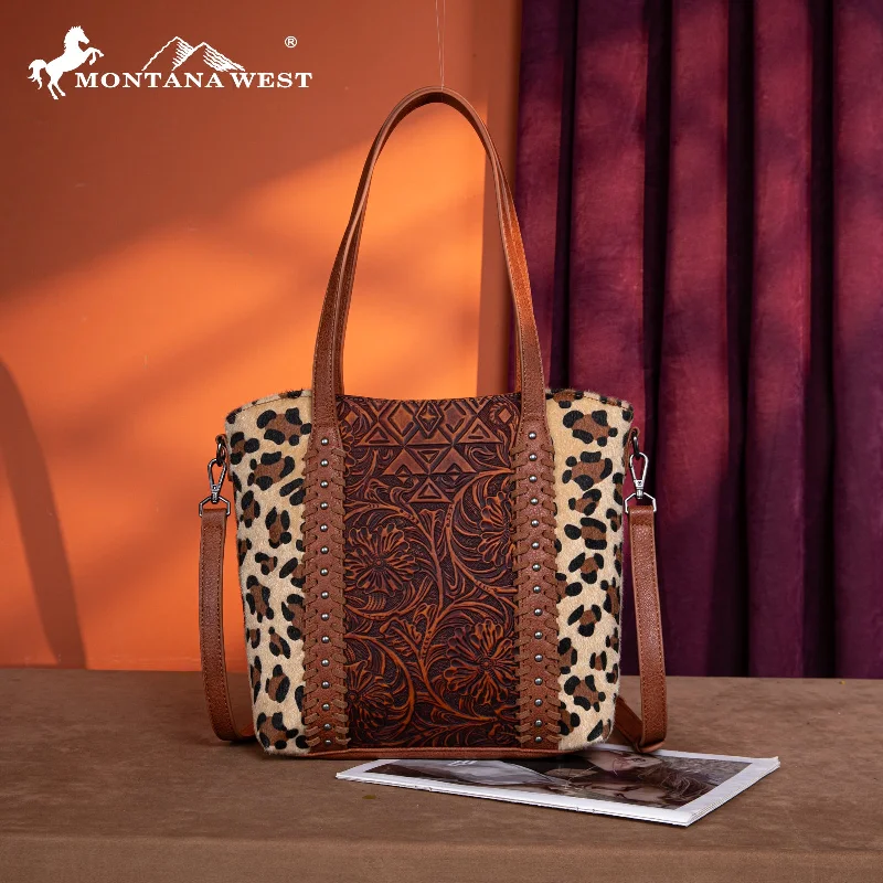 Ladies Crossbody Bag Retro Leather -MW1318G-8318  Montana West Tooled Collection Concealed Carry Tote/Crossbody - Leopard