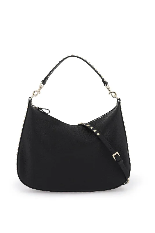 women's dumpling bag with stylish chain detail -Valentino garavani grained leather 'rockstud' hobo bag