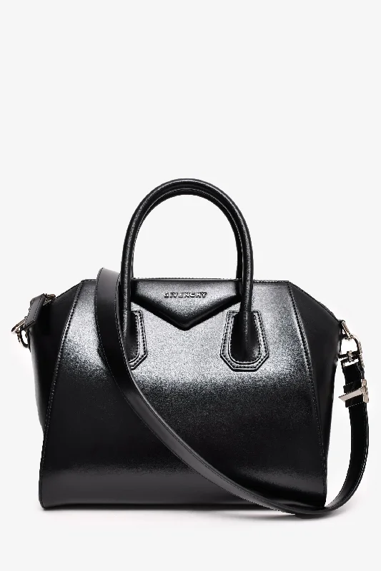 women's handbag with stylish handle -Givenchy Black Leather Small Antigona Top Handle With Strap