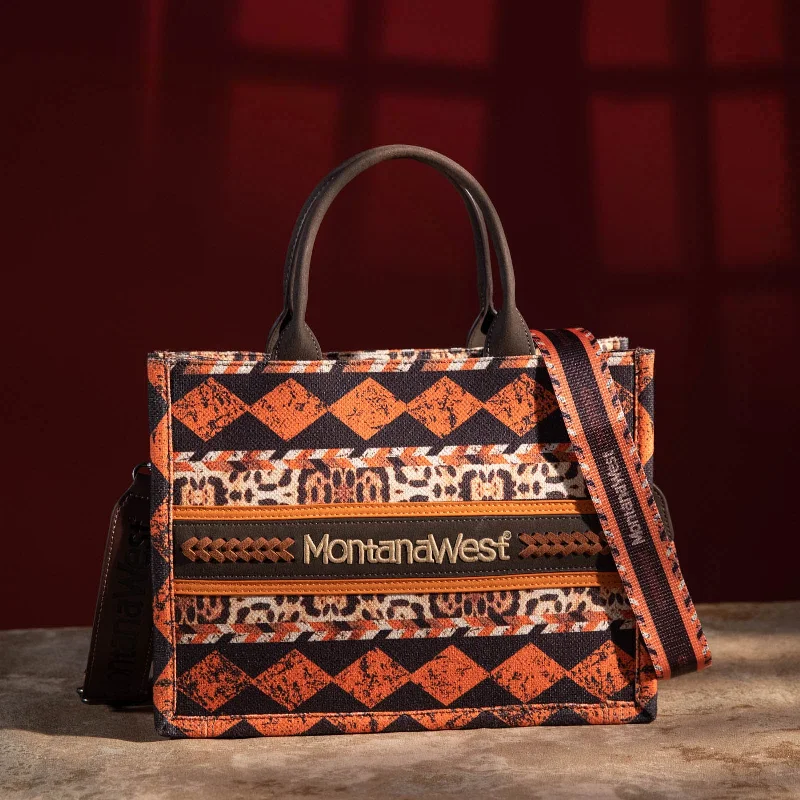 women's tote bag with high-quality finish -MW01G-8120S  Montana West Boho Ethnic Print Concealed Carry Tote/Crossbody -Leopard