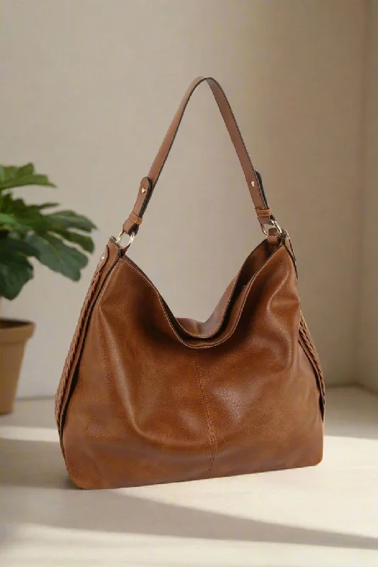 women's dumpling bag with lovely detailing -LH113Z Braided Side Detail Hobo Bag