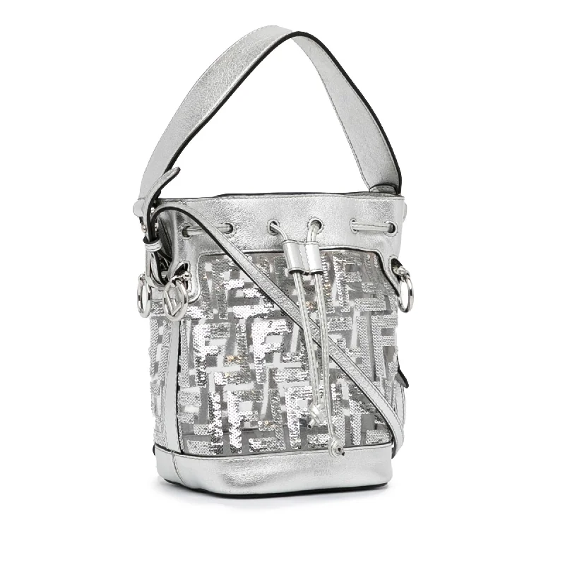 women's bucket bag with silver hardware -Fendi Mini Mon Tresor Sequined Bucket Bag (SHG-qQnN4Z)