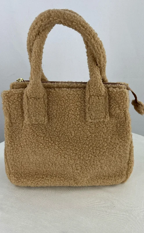 women's tote bag with sturdy base -J Crew Women's Medium Sherpa Structured Tan Tote Bag NWT