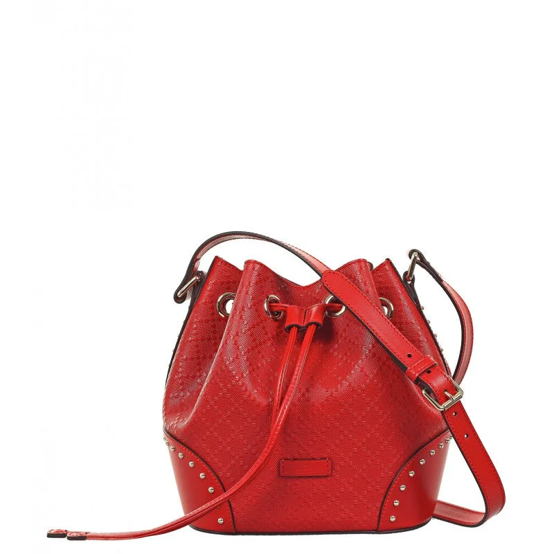 women's bucket bag with roomy interior -Gucci Red Diamante leather bucket bag