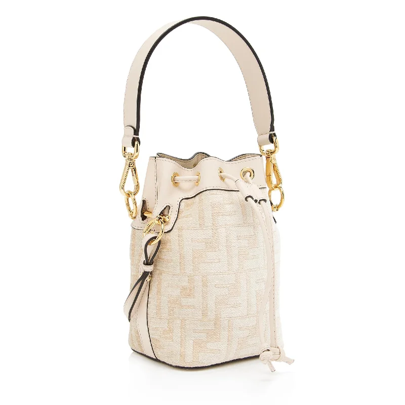 women's bucket bag with high-fashion detailing -Fendi FF Tapestry Mon Tresor Mini Bucket Bag (SHF-GhSmGT)