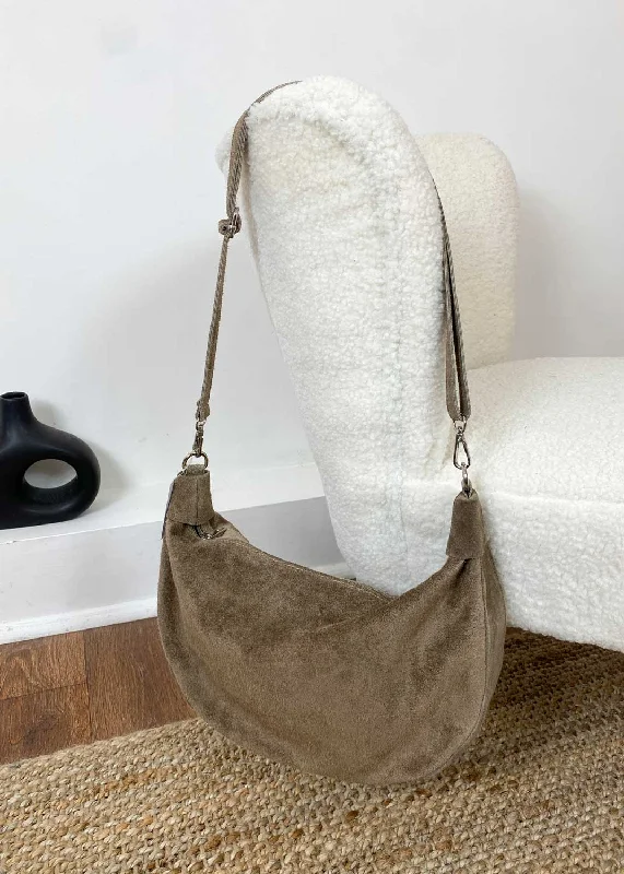 women's dumpling bag with long-lasting quality -Carson Suede Hobo Bag in Taupe