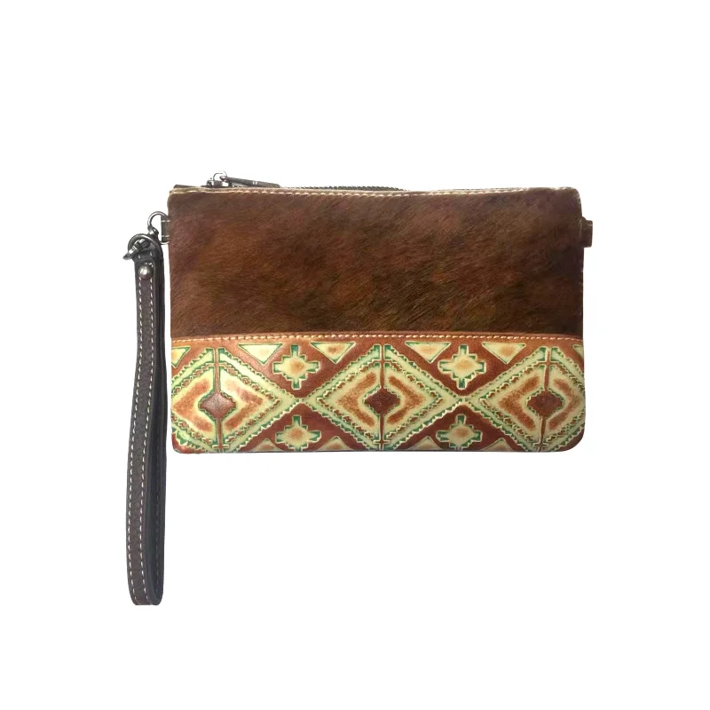 Ladies Crossbody Bag Subtle Leather -RLH-024 Montana West Hair-On Cowhide Leather Clutch/Crossbody