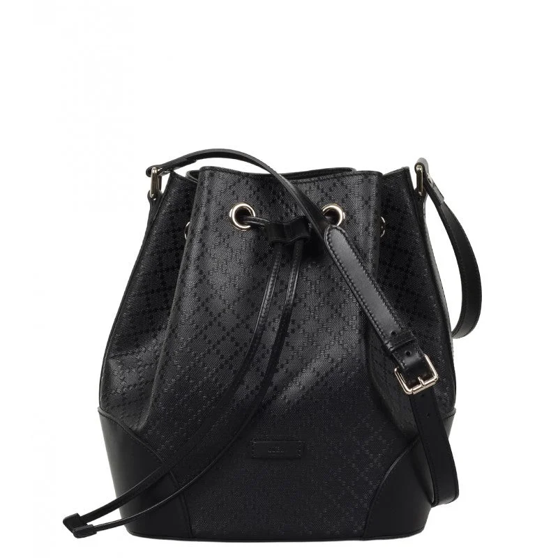 women's bucket bag with stylish closure -Gucci Black leather Diamante bucket bag