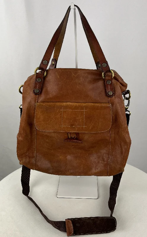 women's dumpling bag with color contrasts -Marco Buggiani Unisex Brown Distressed Leather Hobo Crossbody Purse Bag