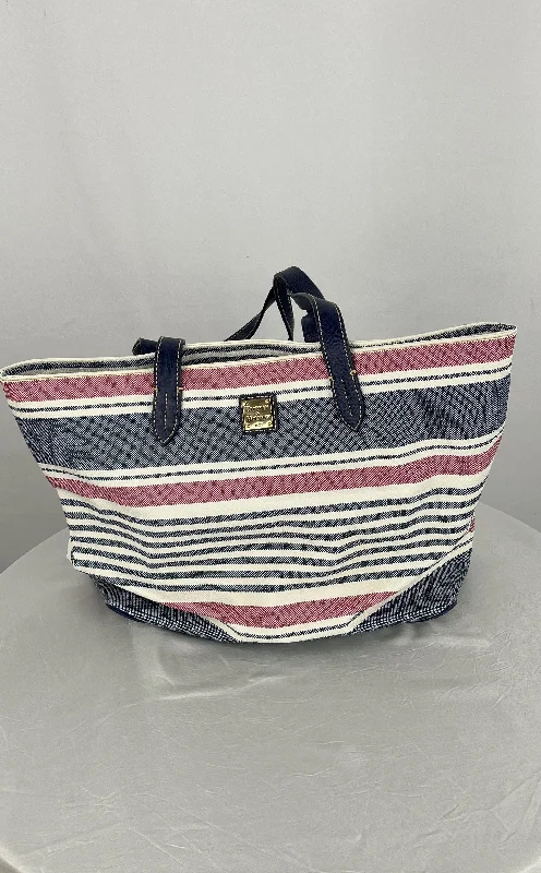 women's tote bag with crossbody option -Dooney & Bourke Women's Waverly Red White Blue Striped Large Tote Purse