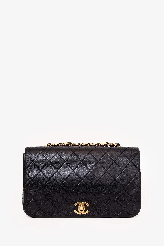 women's handbag with unique clasp closure -Pre-Loved Chanel™ 1989-91 Black Quilted Lambskin Small Full Flap Bag