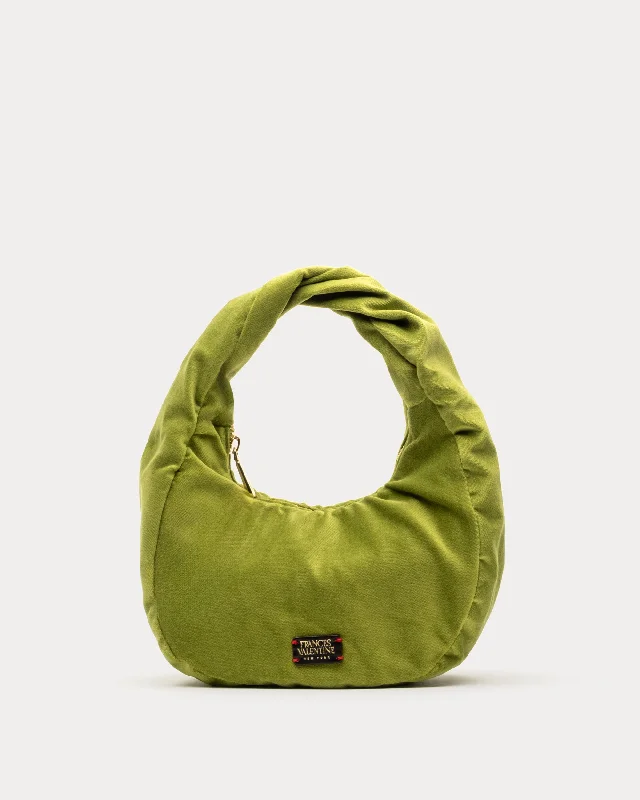 women's dumpling bag with round shape -Cece Small Hobo Velvet Green