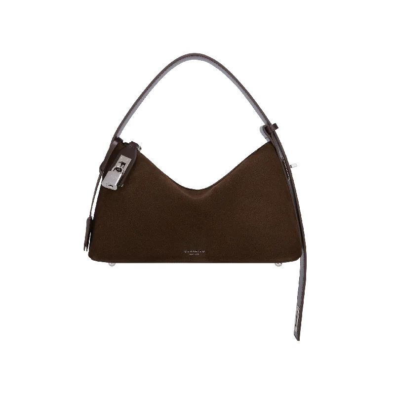 women's dumpling bag with modern design -Silver Espresso Suede Hobo Bag