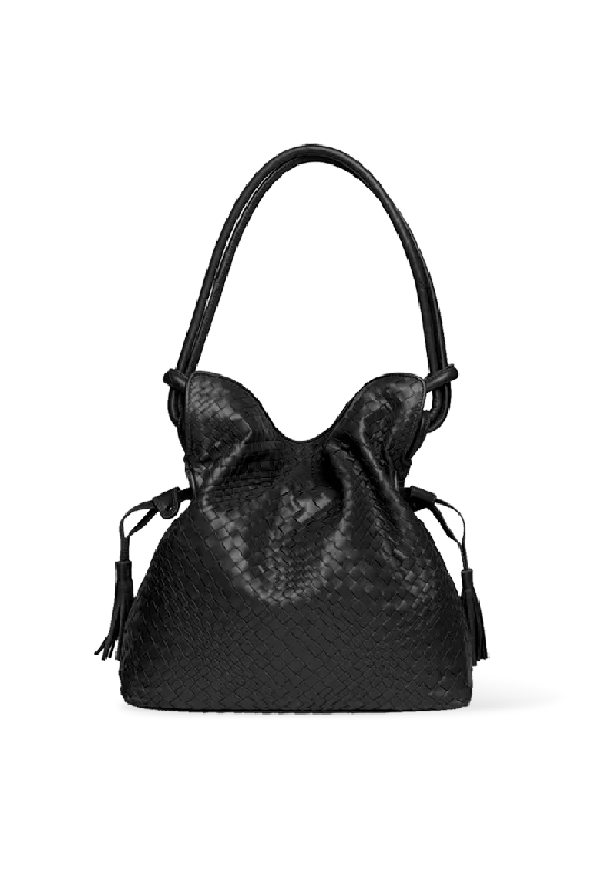 women's bucket bag with multiple compartments -Intrecciato Bucket Bag