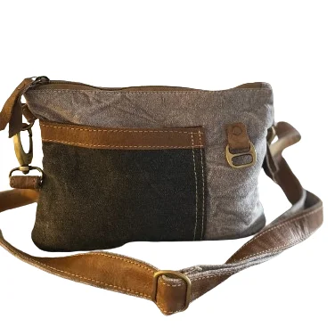 Minimalist Black and Gray Canvas Crossbody