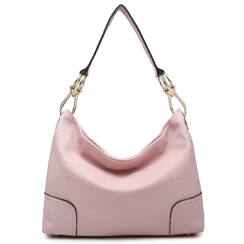 women's dumpling bag with subtle shine -Fashion Large Corner Patched Smooth magnetic Closure Hobo Bag Dasein