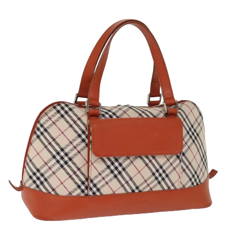 BURBERRY Nova Check Hand Bag Canvas Beige Auth bs14736