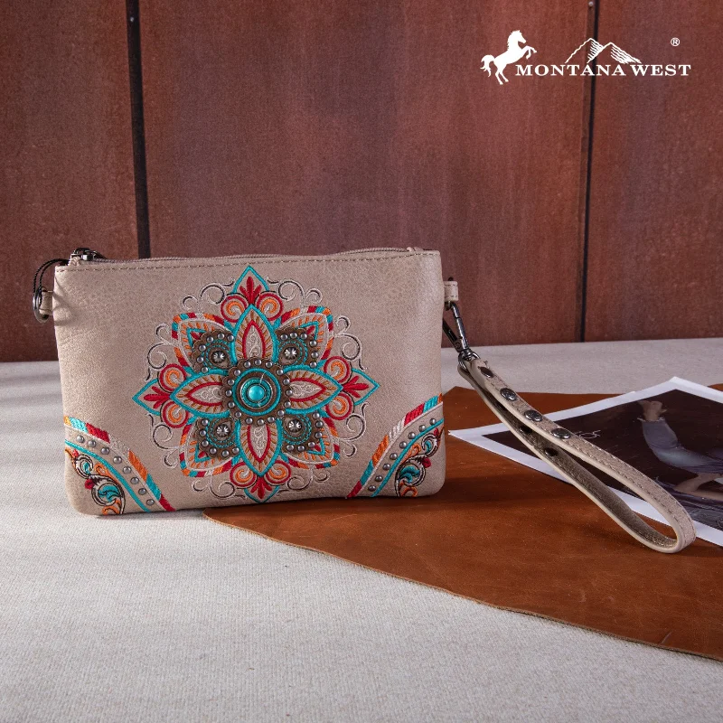 Ladies Crossbody Bag Eco-Friendly -MW1258-181 Montana West  Embroidered Tribal Mandala Collection Clutch/Crossbody