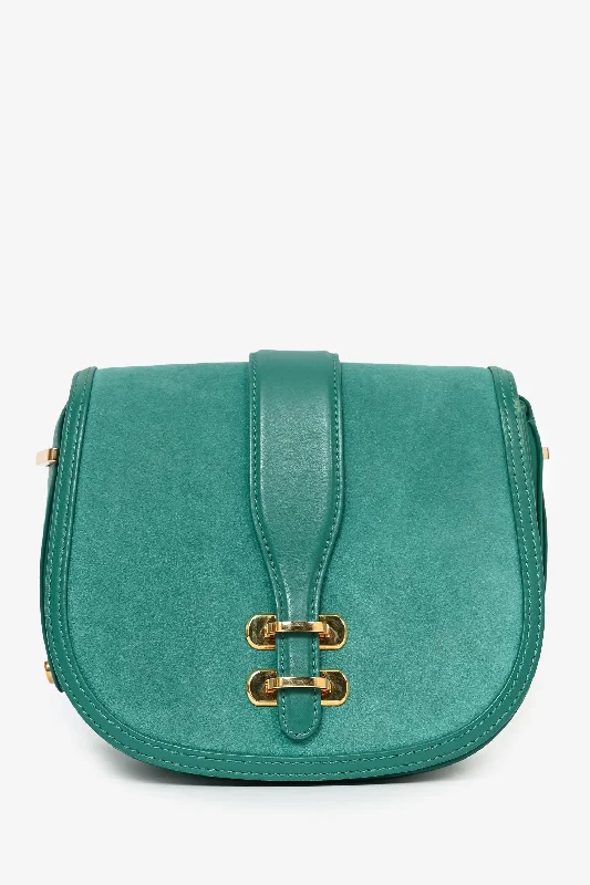 women's handbag with sleek and compact look -Alberta Ferretti Teal Suede/Leather Crossbody