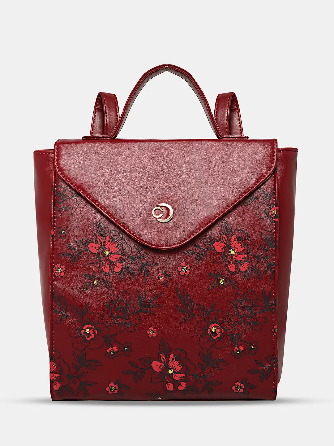 Caprese Snow Backpack Medium Printed Women'S Bag Maroon