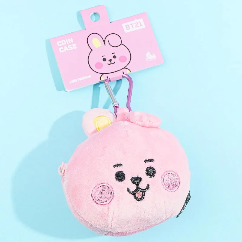 women's wallet with easy-to-open zipper -BT21 Fluffy Face Coin Purse - COOKY