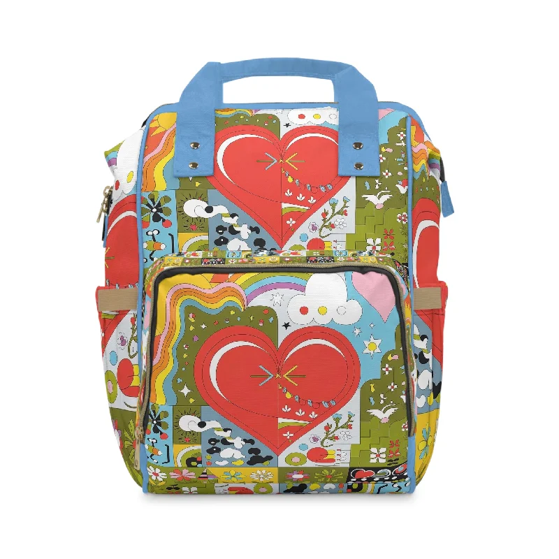 Multifunctional Diaper Backpack - Heart Quilt