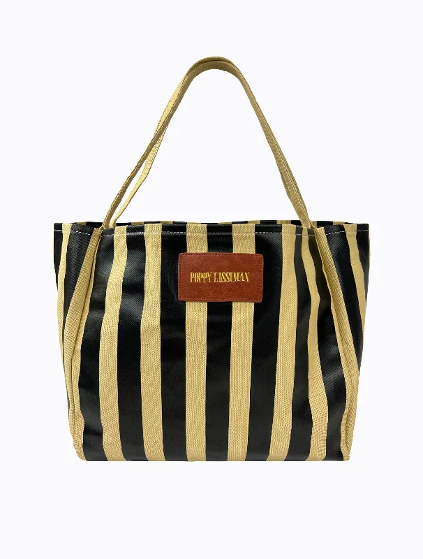 women's tote bag for business casual outfits -Polanco Tote - Sand Stripe