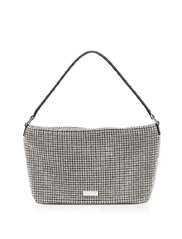 women's dumpling bag with flap pockets -Self-Portrait Diamante medium hobo bag