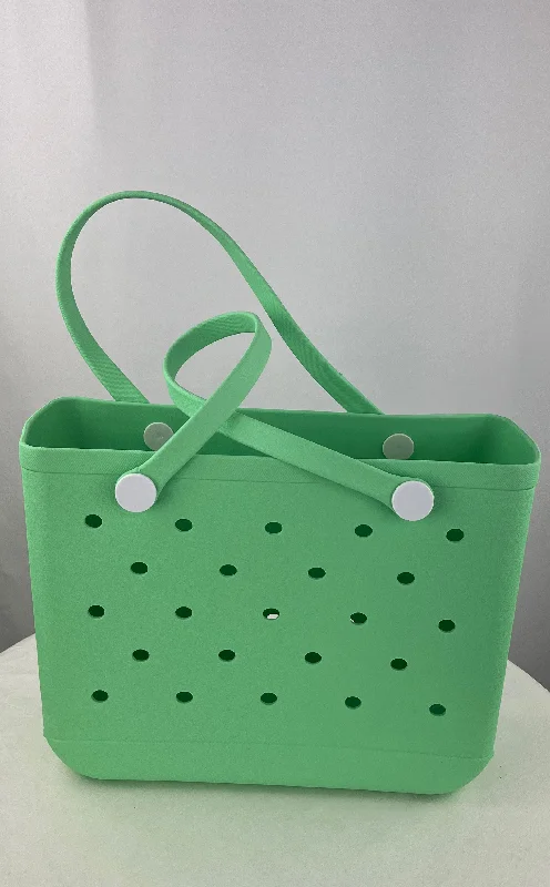 women's tote bag for urban street style -LARGE TEAL Beach Bag Waterproof Rubber Beach Bag Washable Open Tote Bag