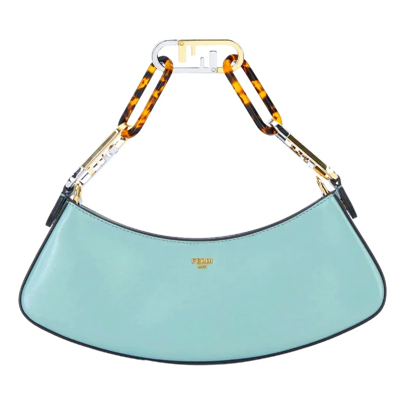 women's dumpling bag with stylish design -Fendi O'Lock Swing Tiffany Blue Calf Leather Small Hobo Shoulder Bag