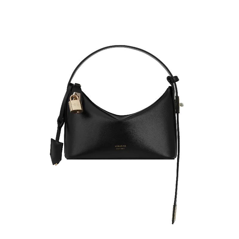 women's dumpling bag with high-quality leather -Mini Gold Black Hobo Bag