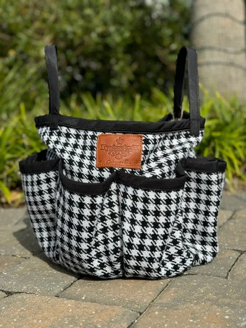 women's tote bag with smooth leather finish -PADDOCK - Wool Grooming Tote - Houndstooth - LIMITED EDITION