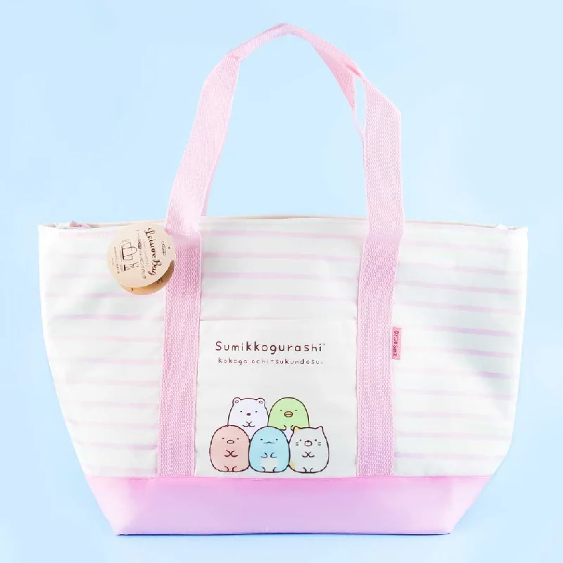 women's tote bag with sleek look -Sumikko Gurashi Striped Cold Storage Tote Bag