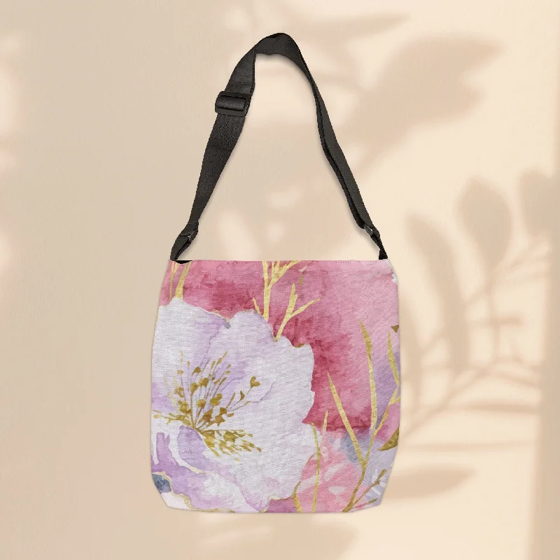 women's tote bag with polished look -Adjustable Tote Bag  - Pastel Roses